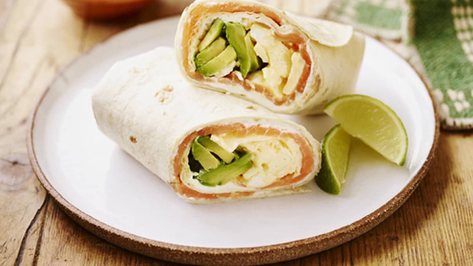 Smoked Salmon, Egg and Avocado Breakfast Burritos